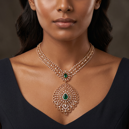 Gold and Diamond Elegance Studded Necklace