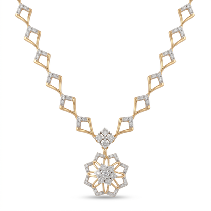 Gold and Diamond Moonlight Solitaire Studded Necklace
