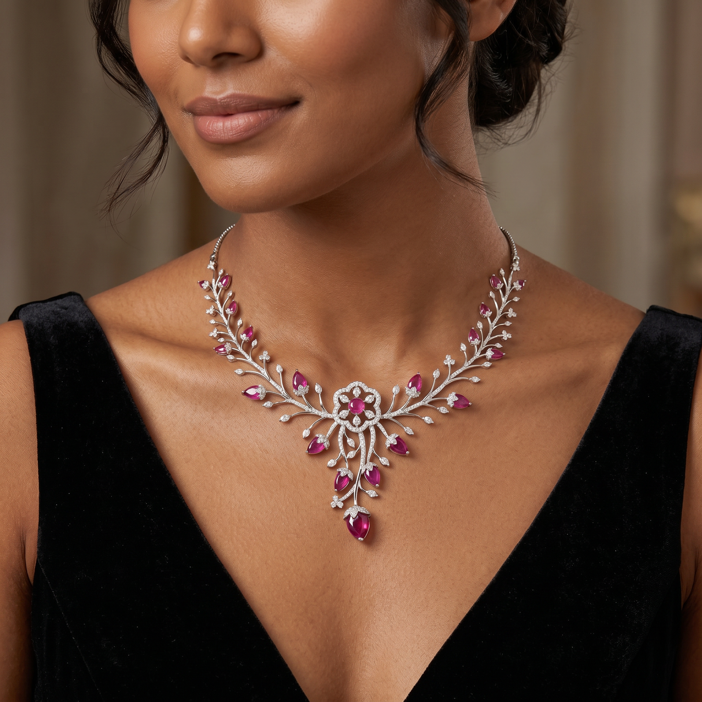 Blush Vine Diamond Necklace