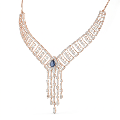 Gold and Diamond Midnight Fringe Studded Necklace