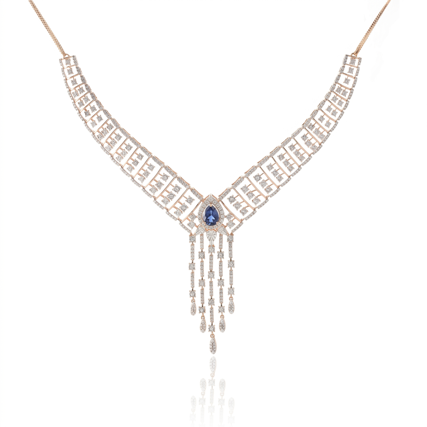 Gold and Diamond Midnight Fringe Studded Necklace