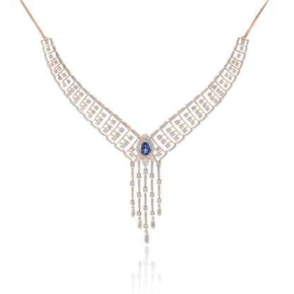 Gold and Diamond Midnight Fringe Studded Necklace