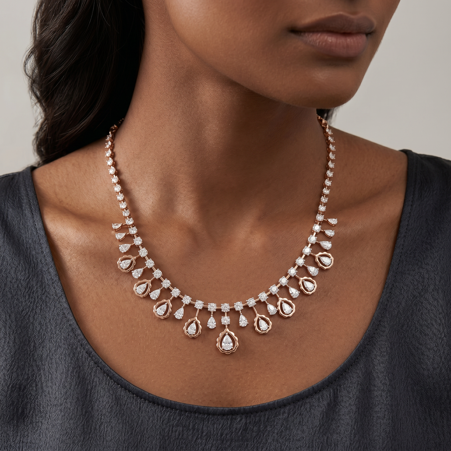 Petal Drop Diamond Necklace