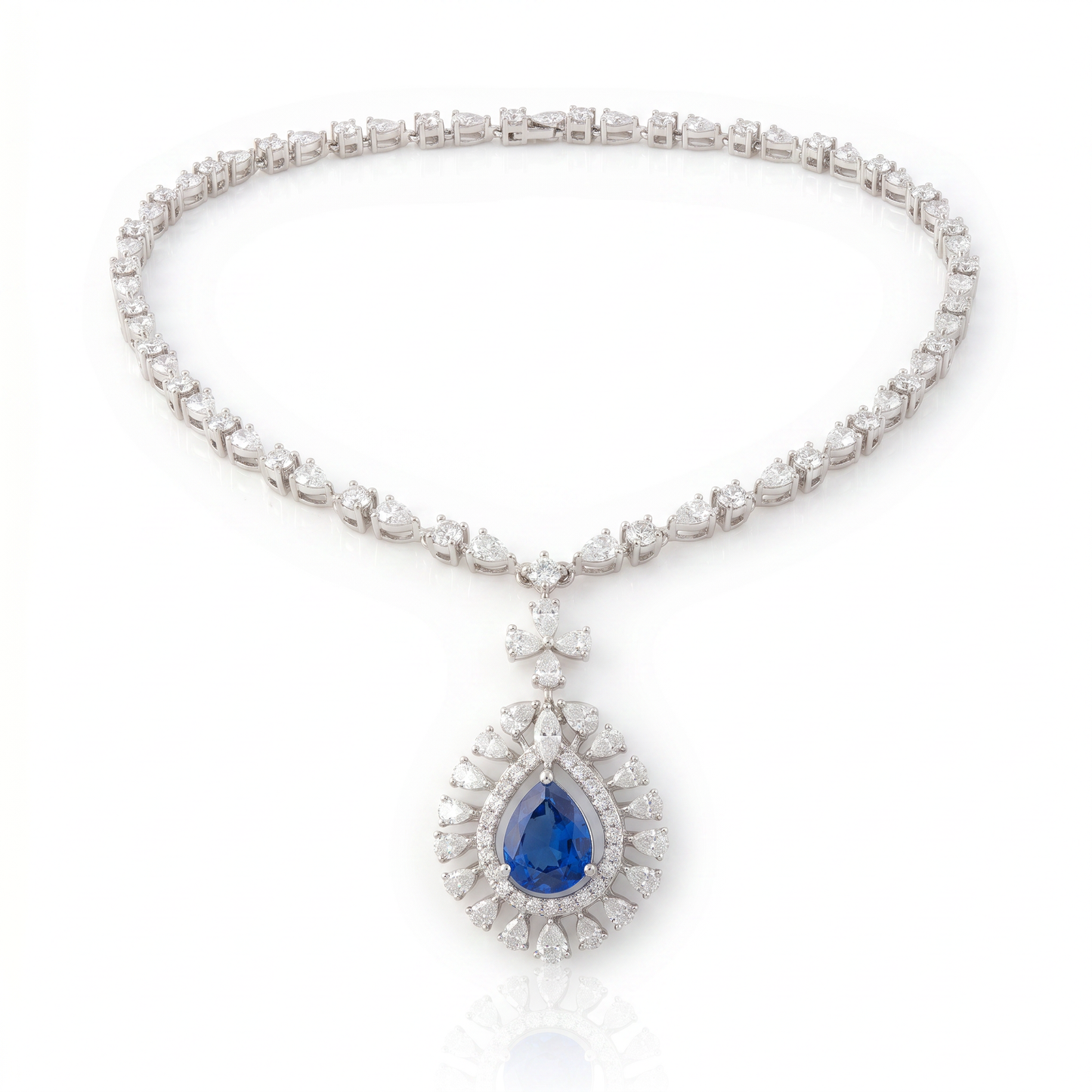 Sapphire Halo Drop Necklace