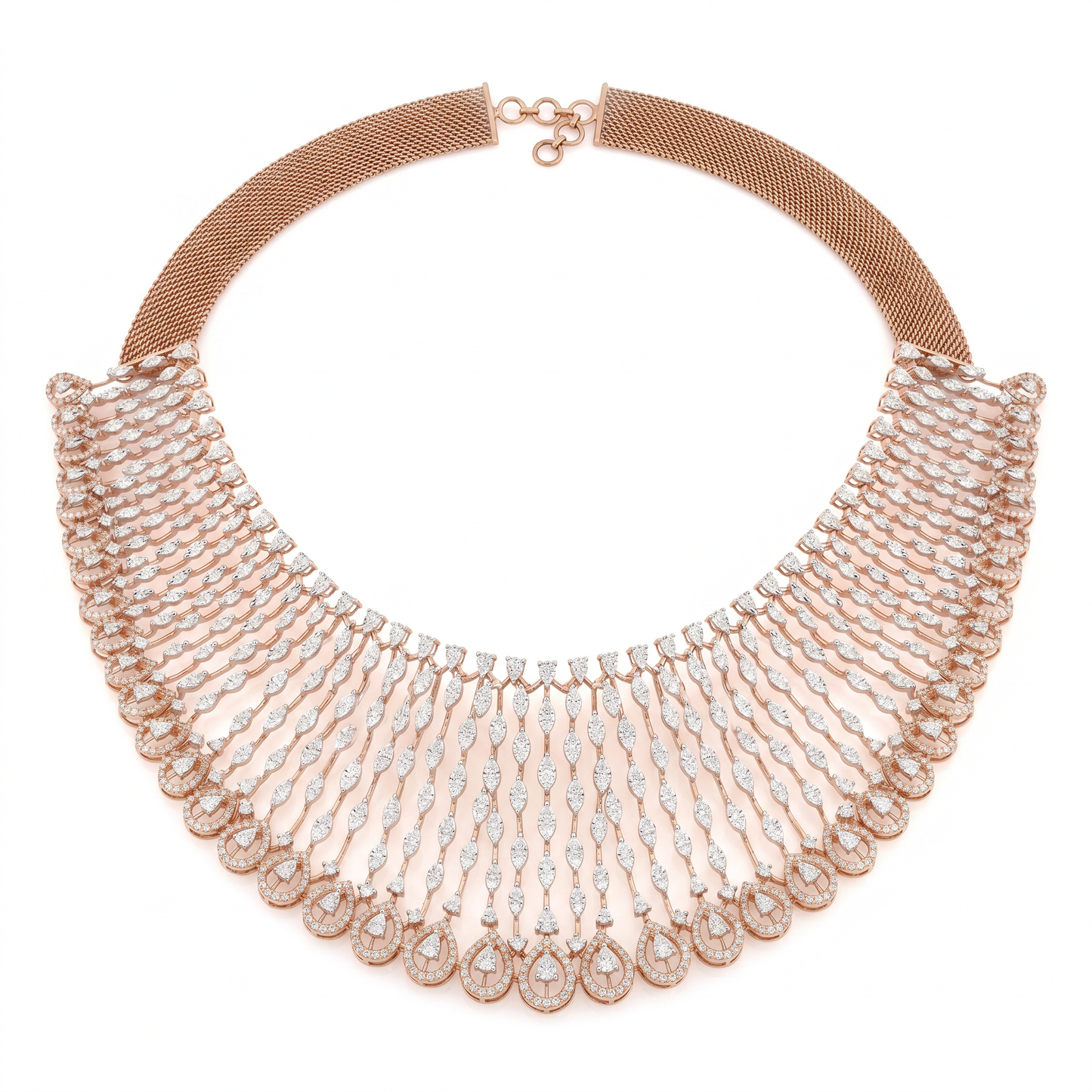 Gold and Diamond Regal Raindrops Studded Necklace