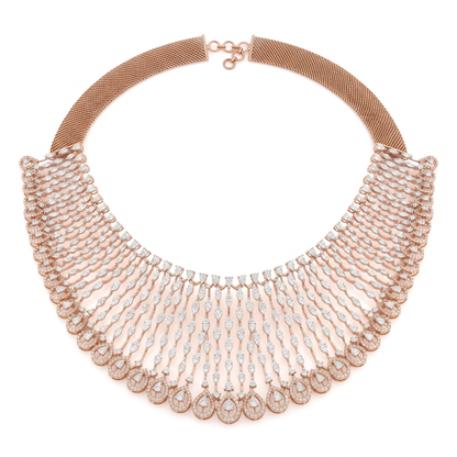 Gold and Diamond Regal Raindrops Studded Necklace