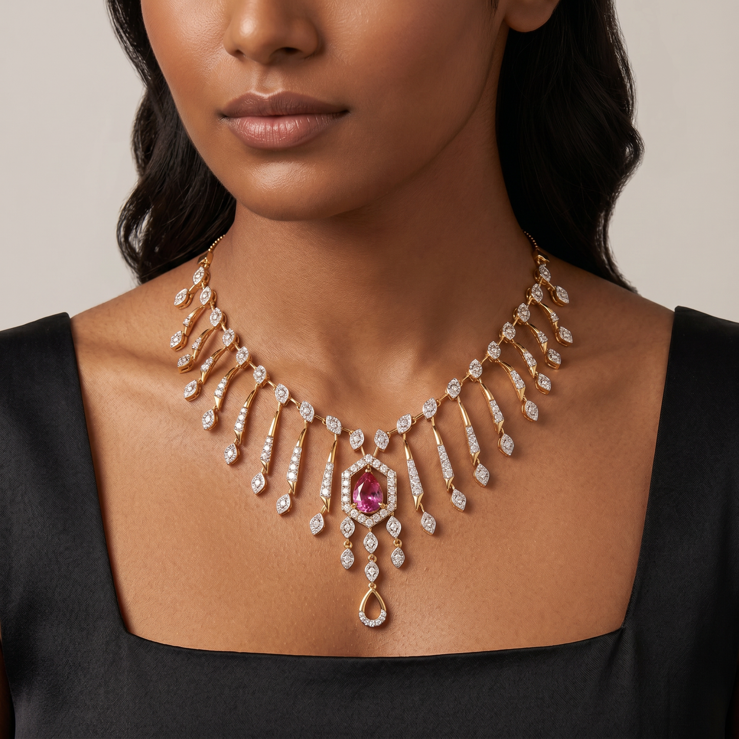 Blush Radiance Fringe Necklace