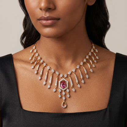 Blush Radiance Fringe Necklace
