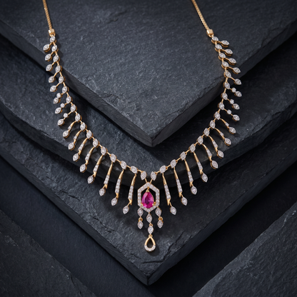 Blush Radiance Fringe Necklace