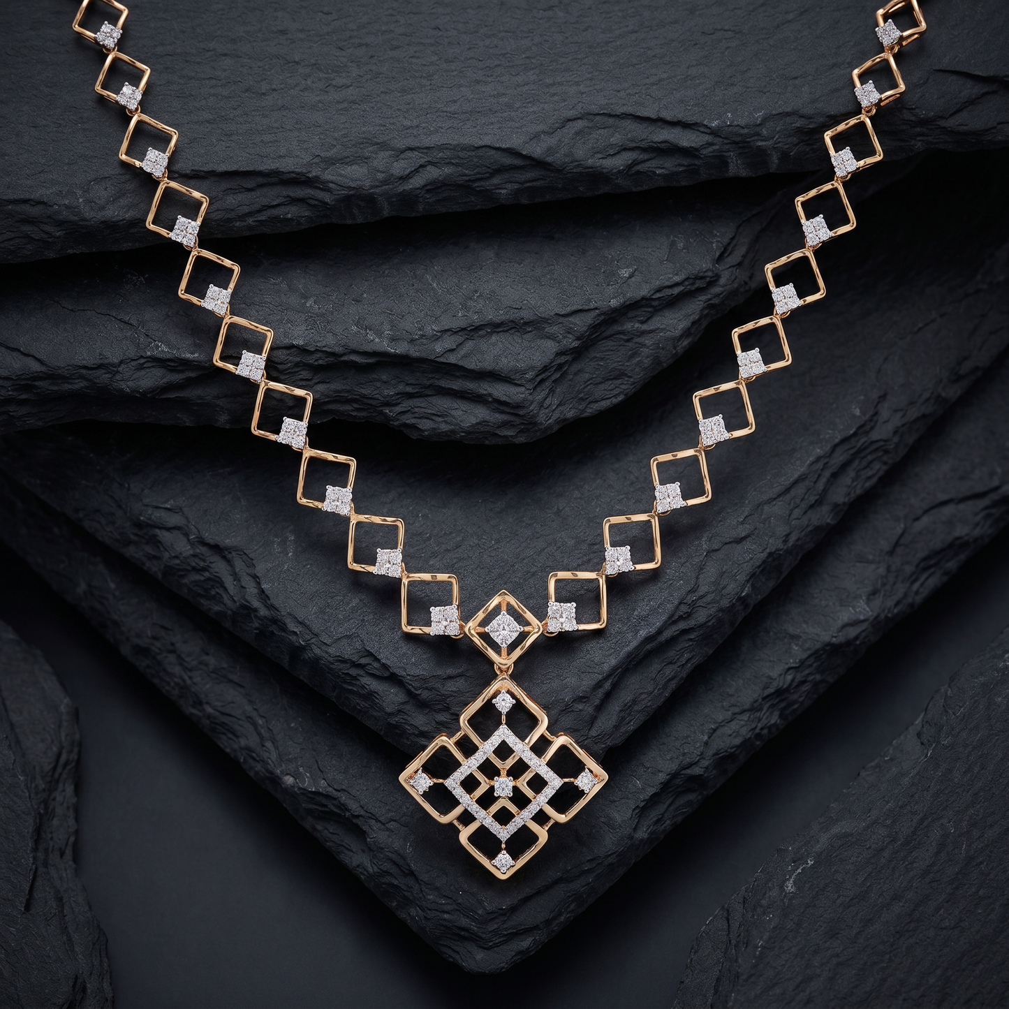 Geo Lattice Diamond Necklace