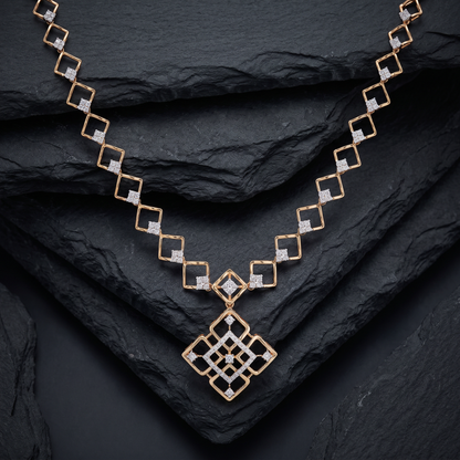Geo Lattice Diamond Necklace