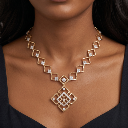 Geo Lattice Diamond Necklace
