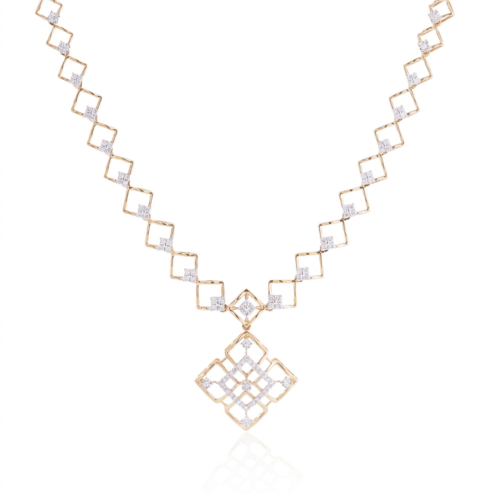 Geo Lattice Diamond Necklace