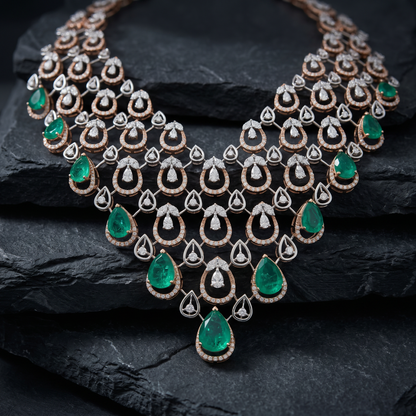 Gold and Diamond Imperial Grace Studded Necklace