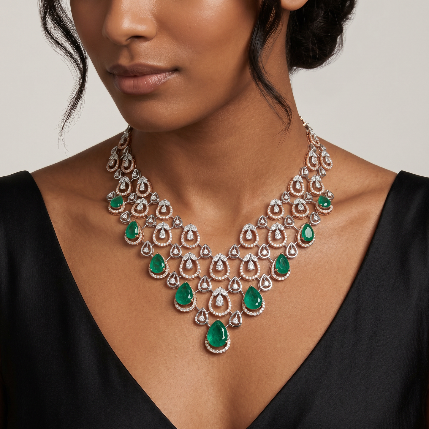 Gold and Diamond Imperial Grace Studded Necklace