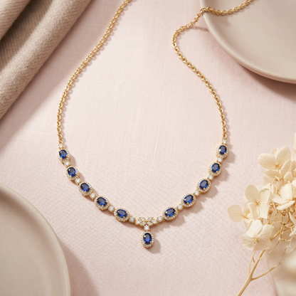 Sapphire Halo Necklace