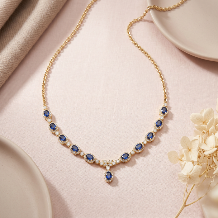 Sapphire Halo Necklace