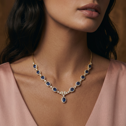 Sapphire Halo Necklace