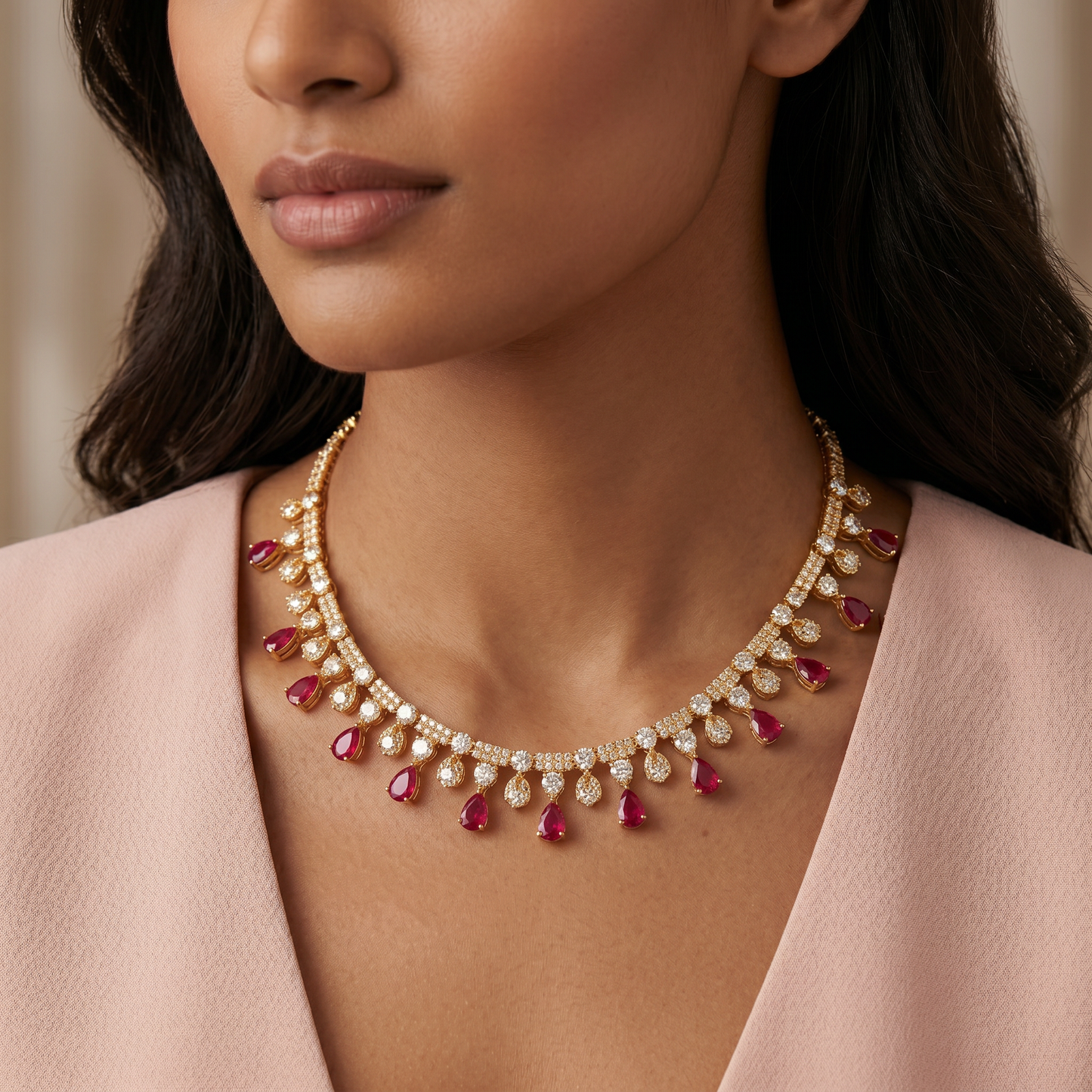Ruby Vine Cascade Necklace