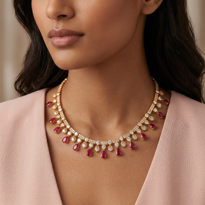 Ruby Vine Cascade Necklace