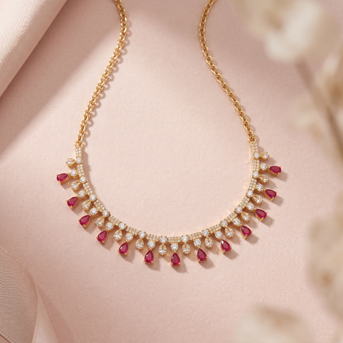 Ruby Vine Cascade Necklace