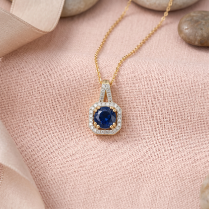 Aurelia Sapphire Halo Pendant