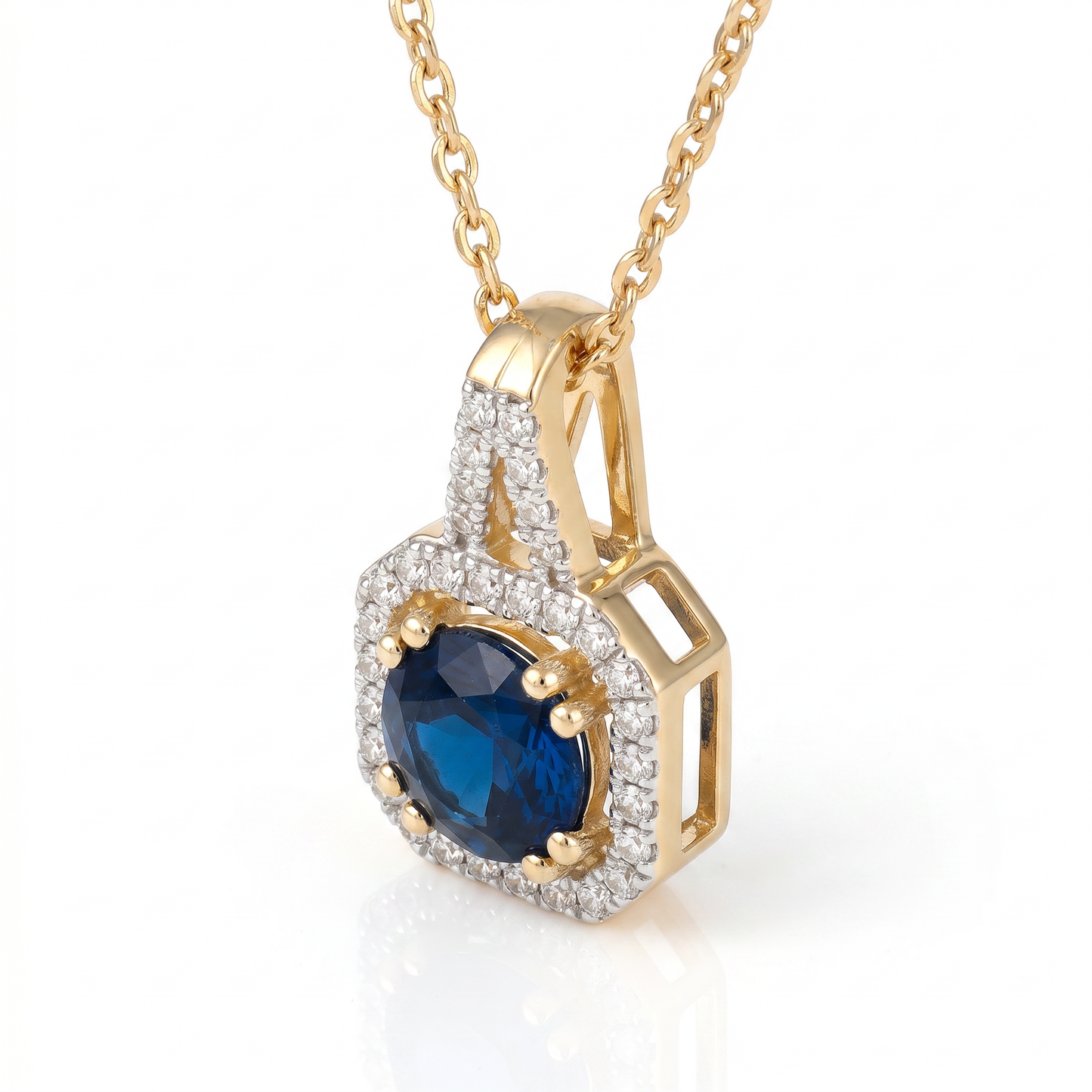 Aurelia Sapphire Halo Pendant