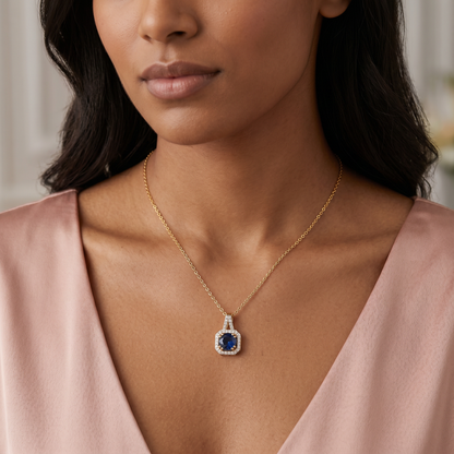 Aurelia Sapphire Halo Pendant