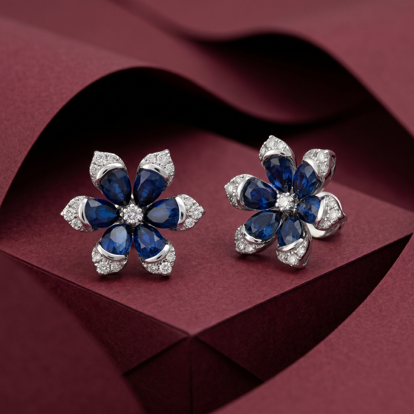 Midnight Bloom Sapphire Earrings