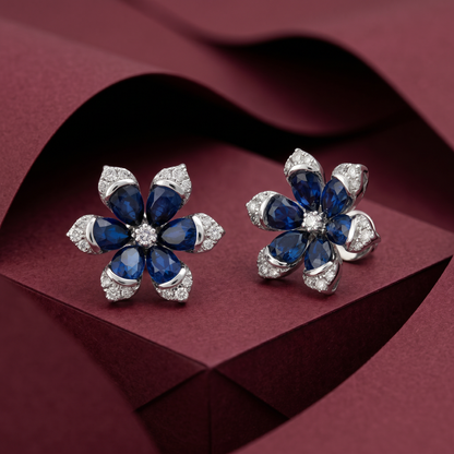 Midnight Bloom Sapphire Earrings