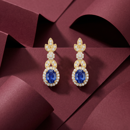Sapphire Halo Earrings
