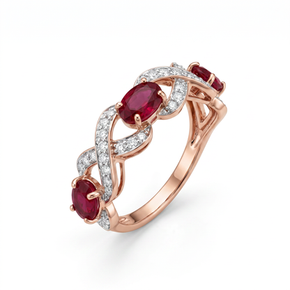 Ruby Wave Diamond Ring