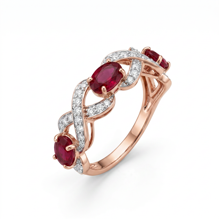 Ruby Wave Diamond Ring