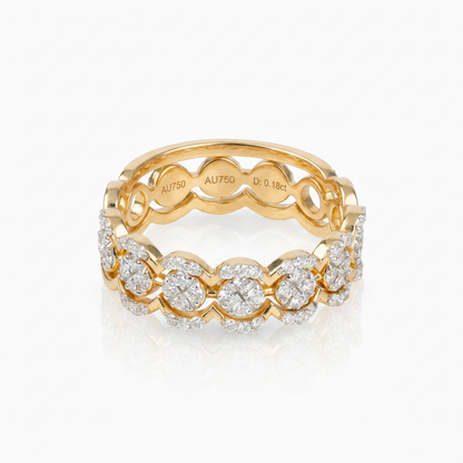 Gold and Diamond Classic Studded Ring