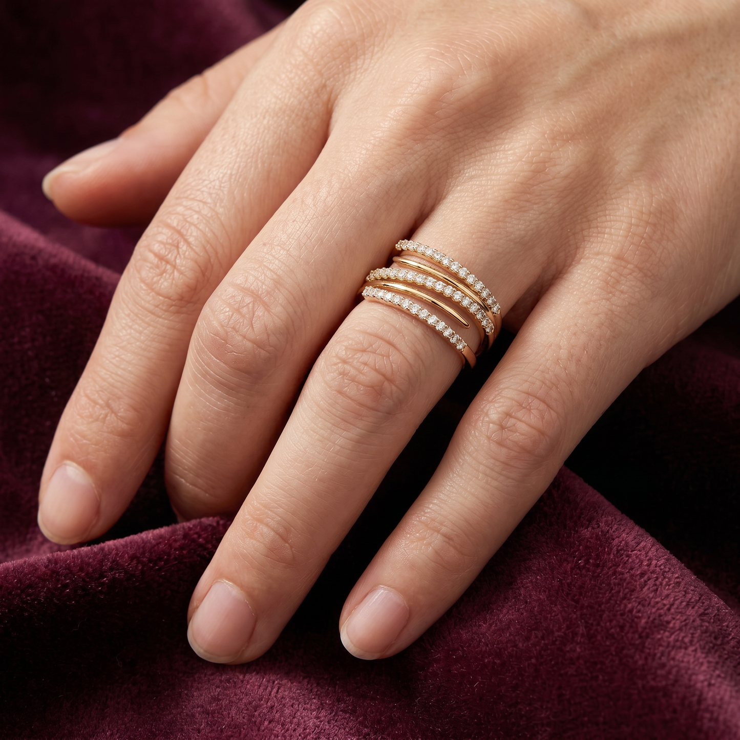 Wave Diamond Ring